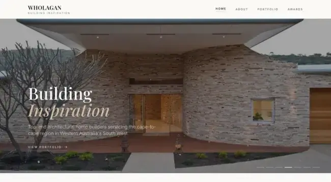 Wholagan Building Inspiration website shown on laptop